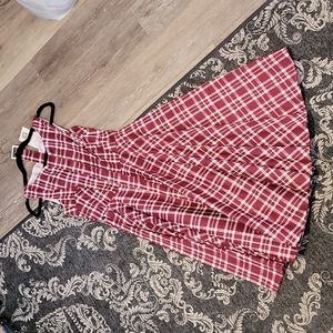 Burgundy and white swing dress